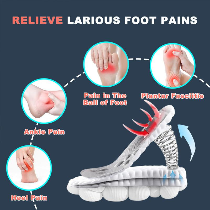 4D Arch Support Insoles for Men and Women, Memory Foam Cushioning with Shock Absorption for Enhanced Foot and Joint Support